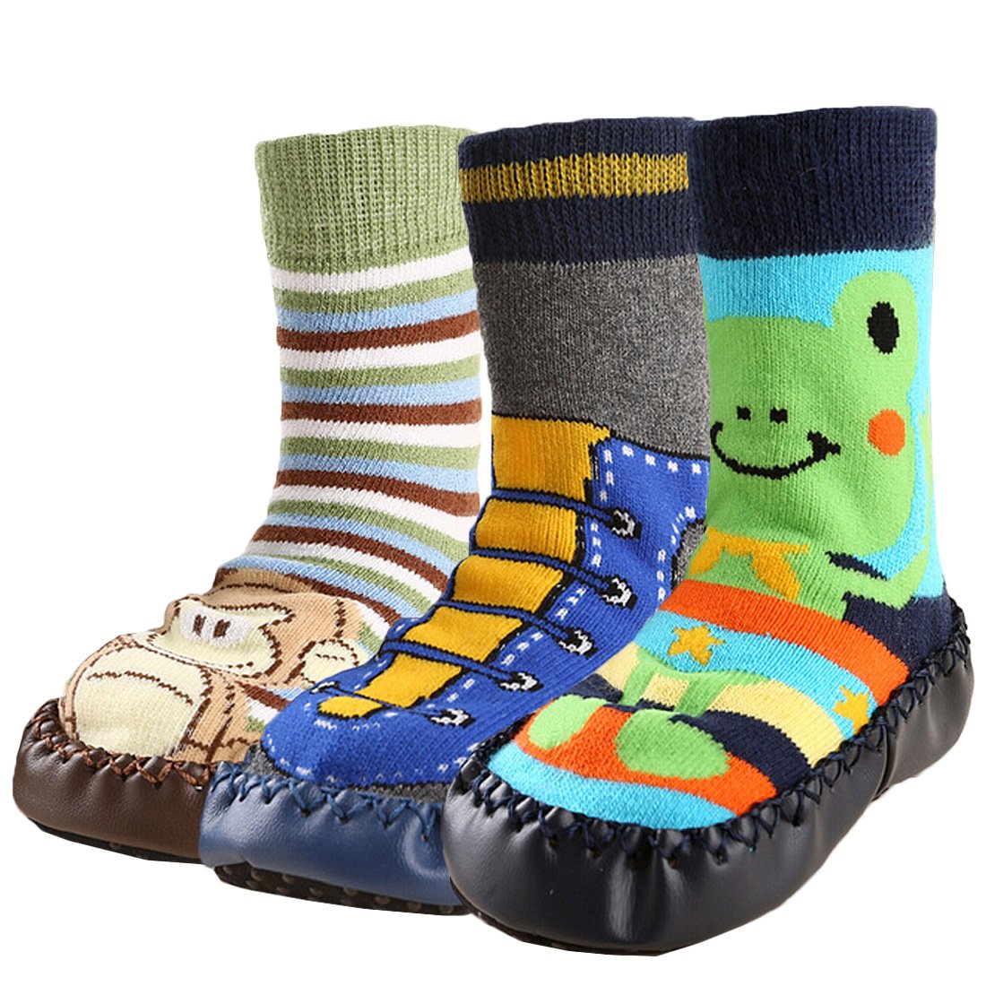 KF Baby Toddlers Boys Girls Non-Skid Slipper Socks Value Pack [3 Pairs] - Image 1